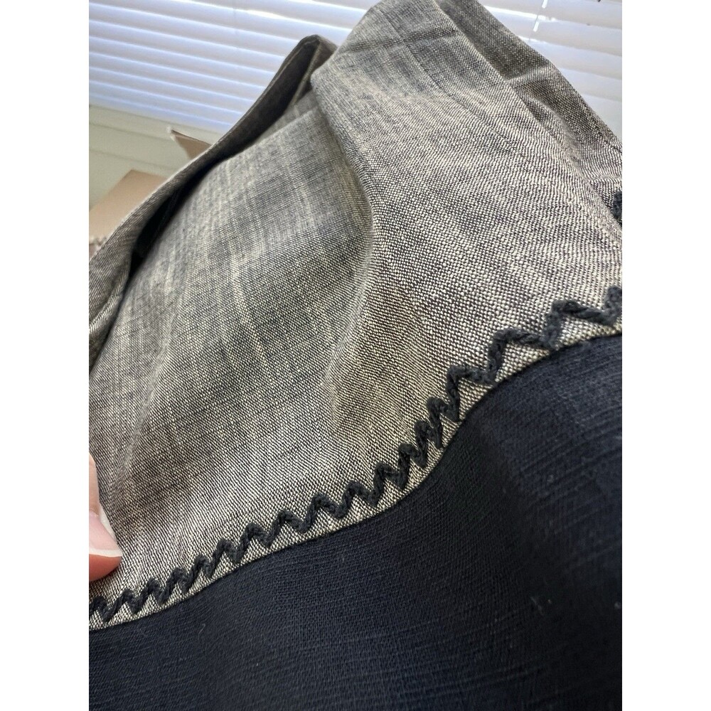 Tommy Bahama Gray Chambray Shift Dress 16 Sleeveless Split Neck Contrast Stitch - Picture 13 of 15